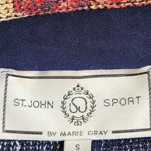 St. John Sport By Marie Gray Paisley Red & Gold Textured Full-Zip Jacket S - Picture 5 of 10